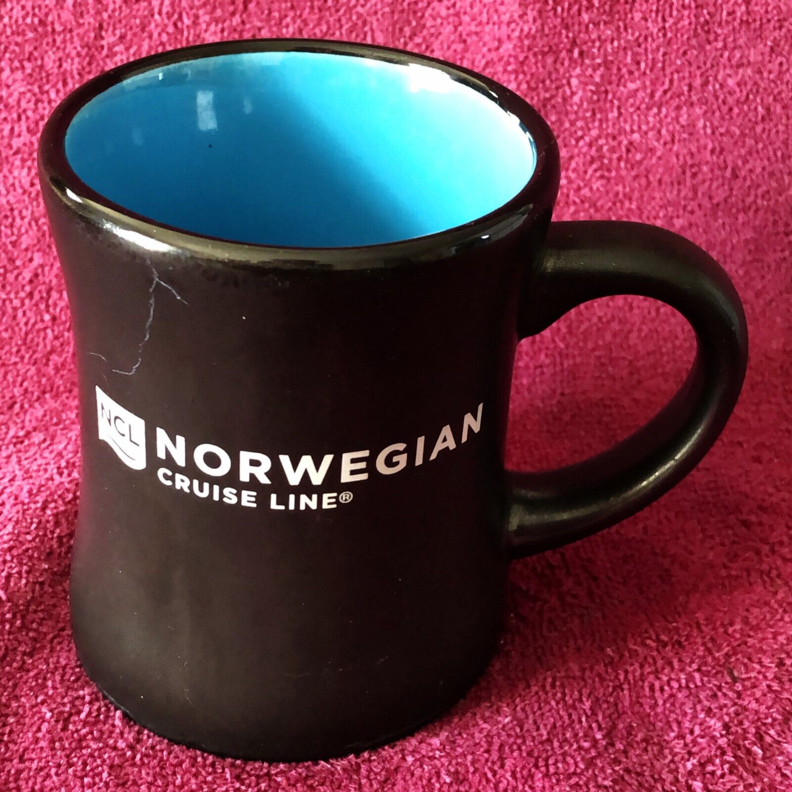Vintage Norwegian Cruise Line Black Ceramic Coffee Mug