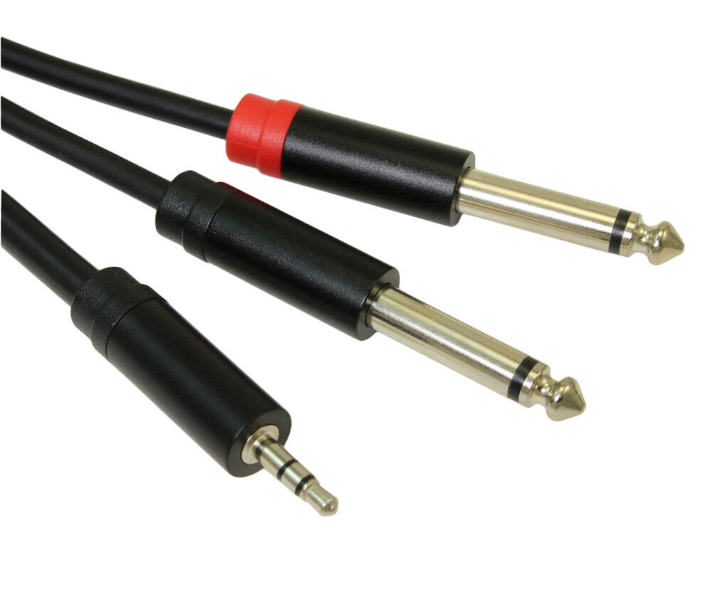 10ft Premium 3.5mm TRS Stereo Male to 2 1/4inch Mono Male Y-Breakout Cable