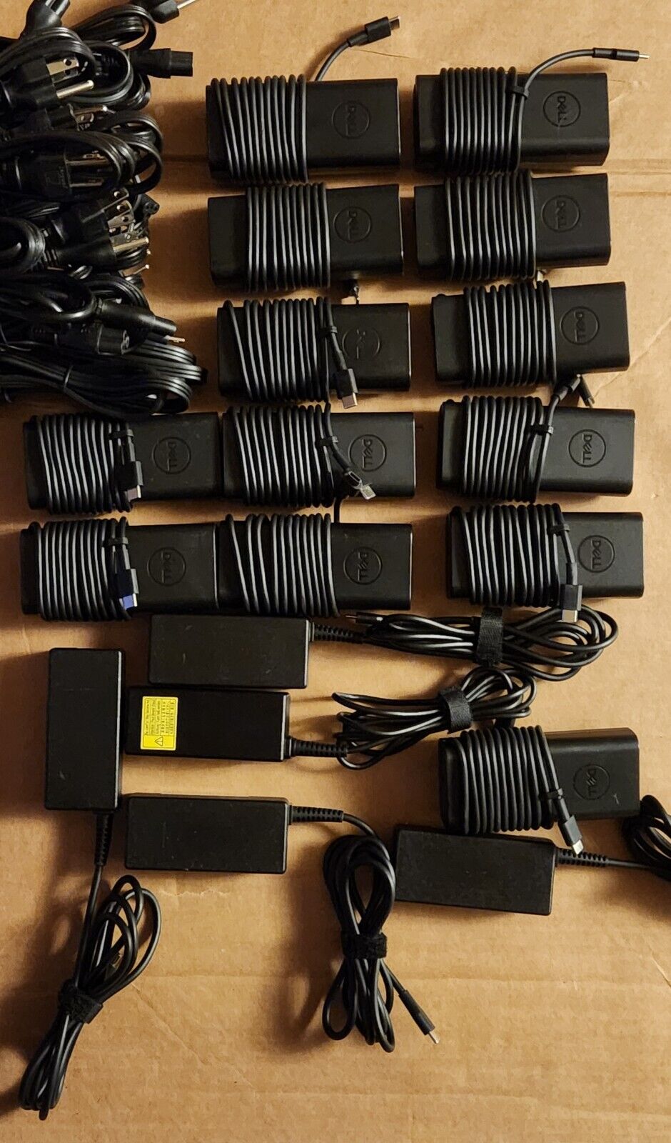 LOT OF NEW 18 chargers USB Type C 13 are DELL 65W and 5 are CHICONY & LITEON 45W