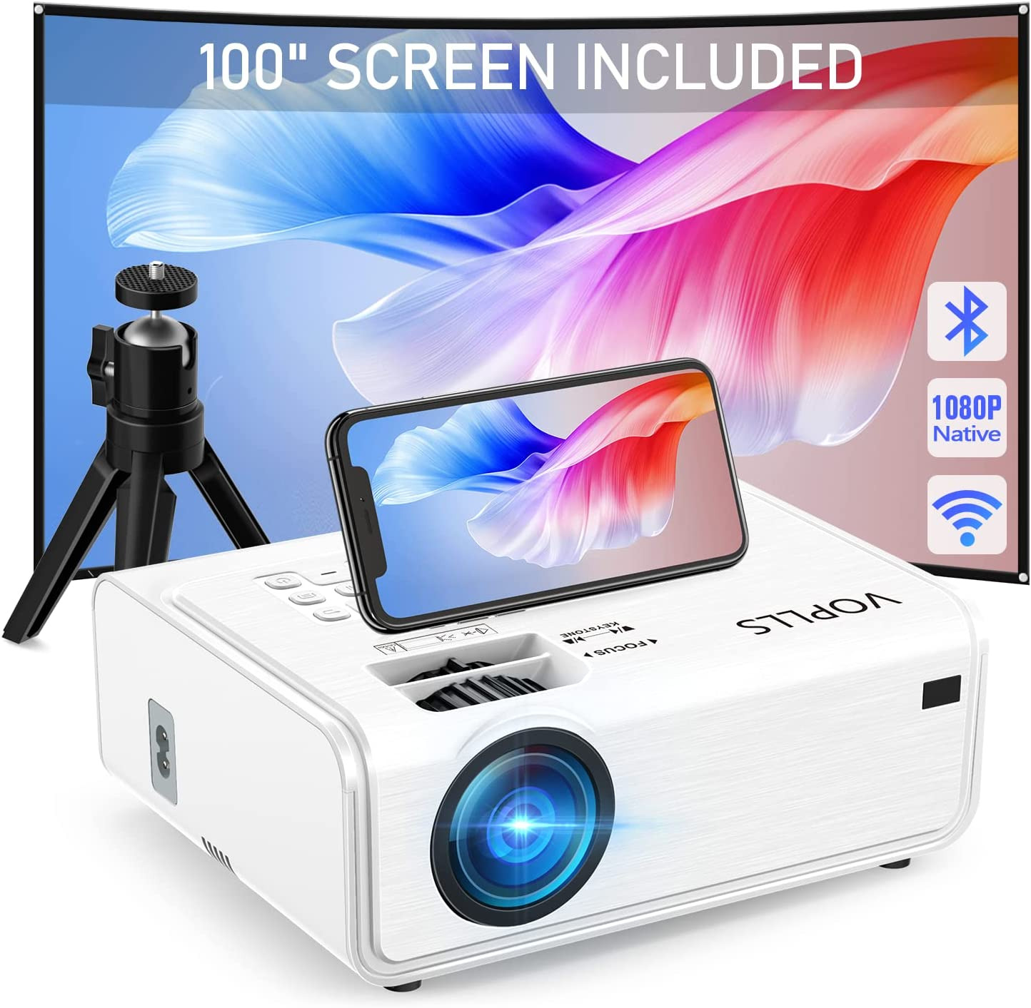 Projector Wifi Bluetooth 5G 4K 1080P 500 ANSI Lumens Outdoor Movie Projector 