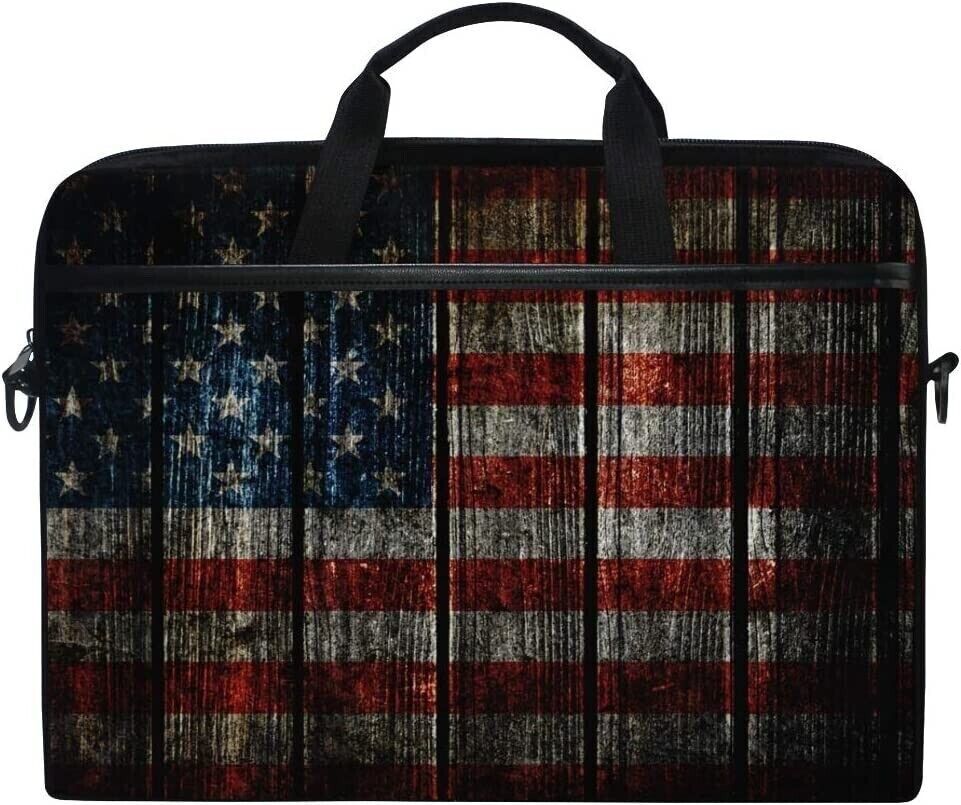 NEW MRMIAN Vtg American USA Flag Laptop Case Bag Sleeve Portable Crossbody 15\