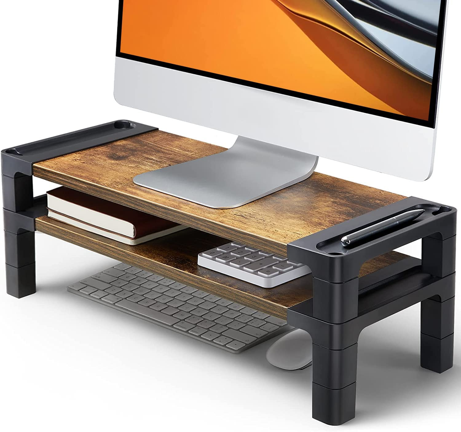 Monitor Stand, Adjustable Monitor Stand, Monitor Stand for Desk with 2 Platforms