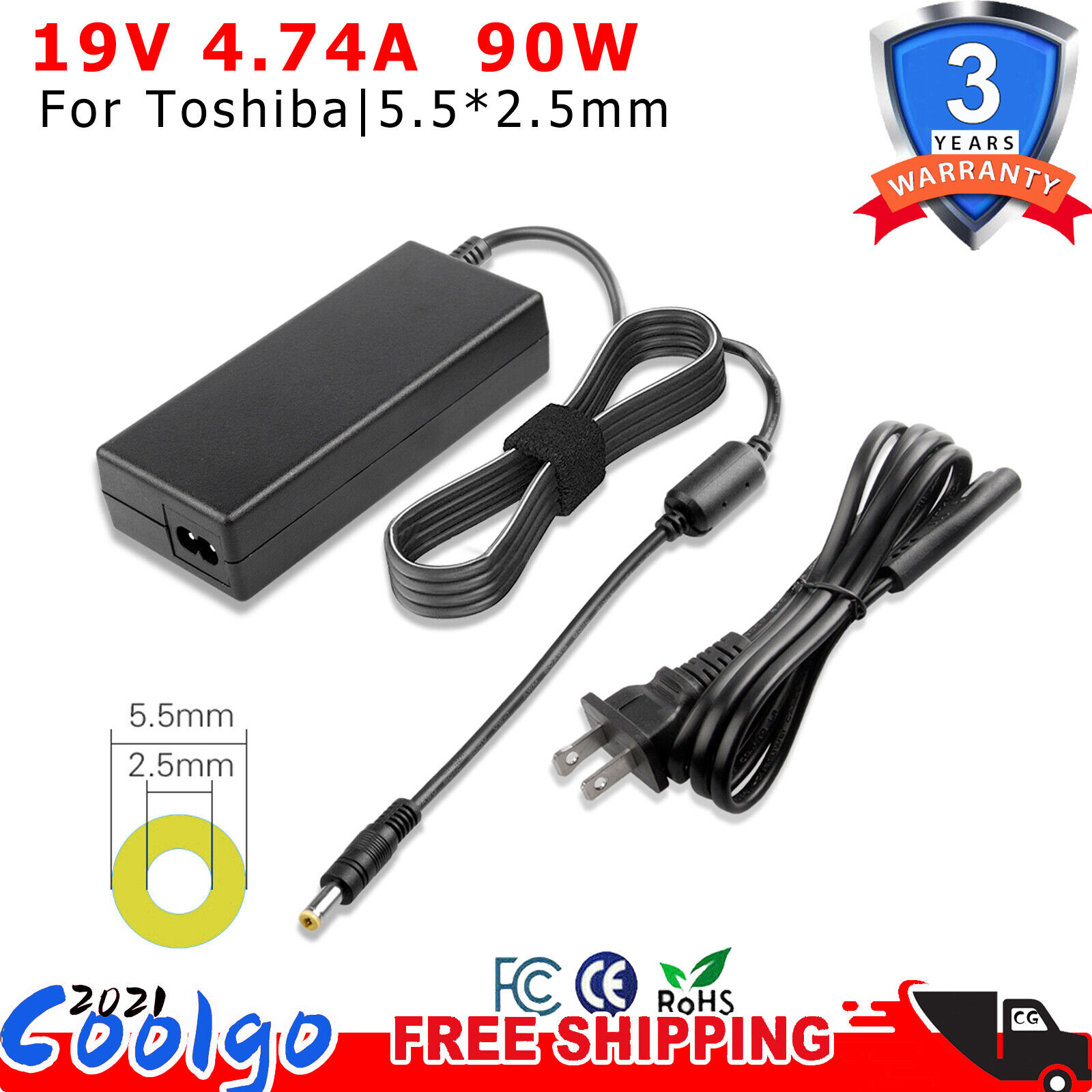 AC Adapter Charger for Toshiba Satellite e205-s1904 l305-s5907 p775-s7100