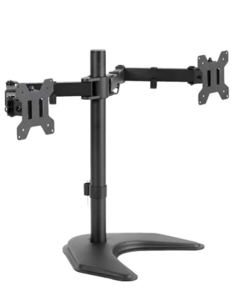 VIVO-V002F Dual LED LCD Monitor Desk Stand ,13”-27”,90 Tilt,360 Rotate,flexible
