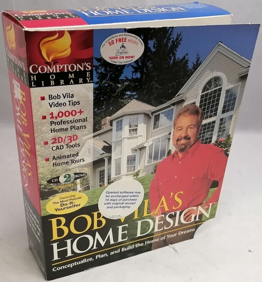 Vintage 1998 Bob Vilas's Home Design Version 1.0 Software Box Set P/N: 85424-01