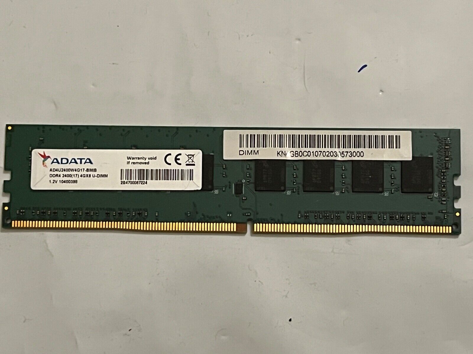 ADATA 4GB DDR4 PC4-19200 2400MHz 1Rx8 Non ECC RAM AD4U2400W4G17