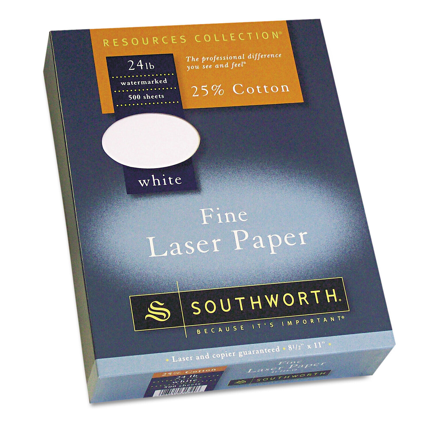Southworth 25% Cotton Laser Paper White 24 lbs. Smooth Finish 8-1/2 x 11