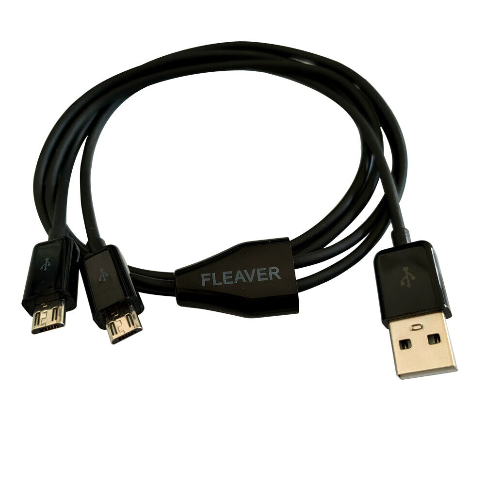 FLEAVER 1meter Dual Micro USB Splitter Cable, Power 2 Micro USB Devices Black 