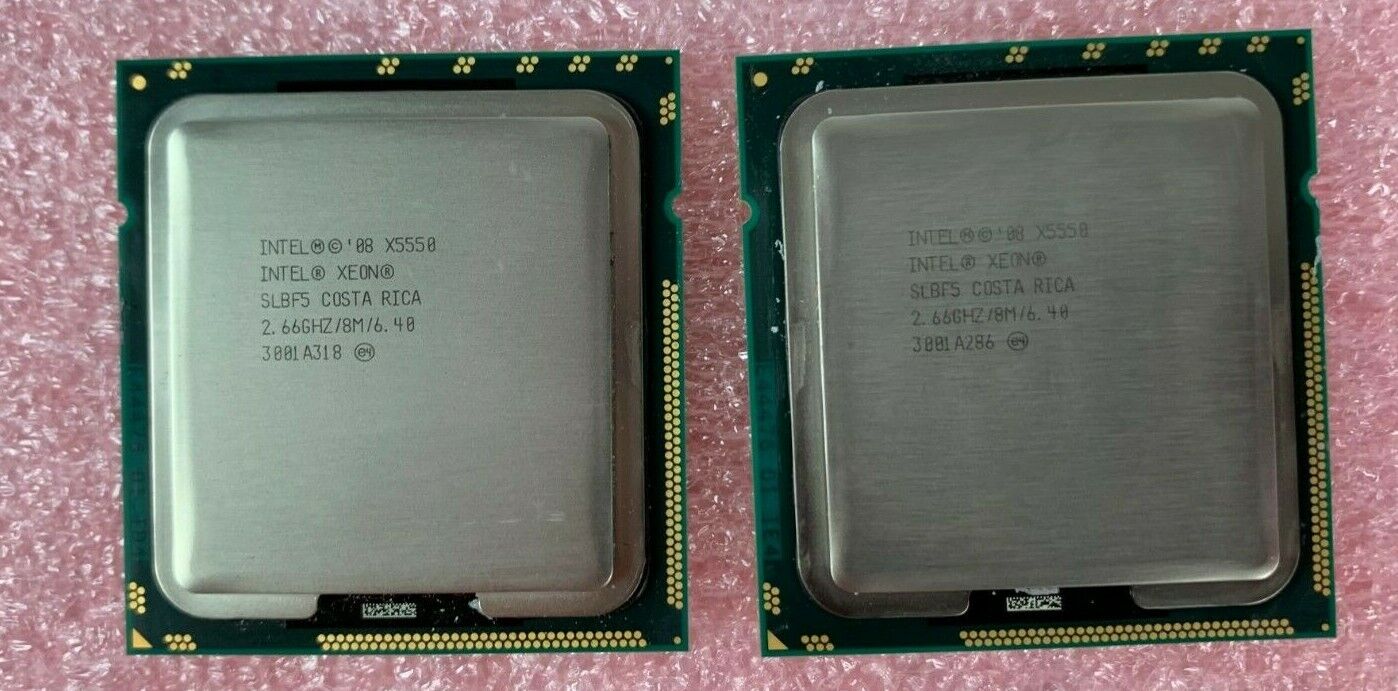 Matched Pair Intel Xeon X5550 2.66GHz 8MB QPI 6.40GT/s 1366 Server Processor