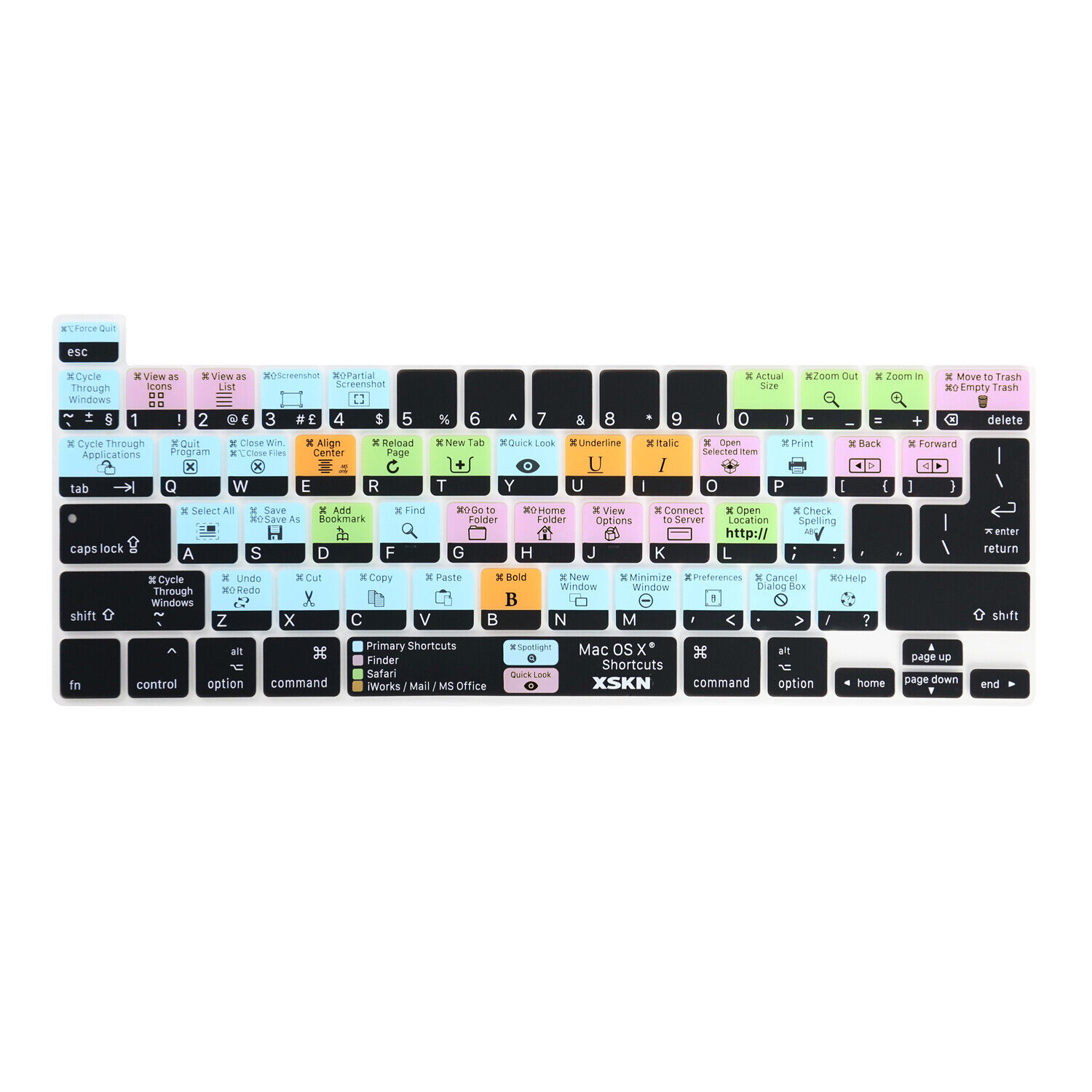 XSKN macOS,OS X Shortcut Keyboard Cover for A2251/A2289/A2338 New MacBook Pro 13