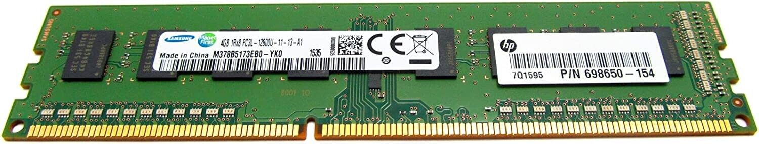 698650-154 Memory Module, 4GB, PC3-12800, DDR3 SDRAM, 1600Mhz (New)