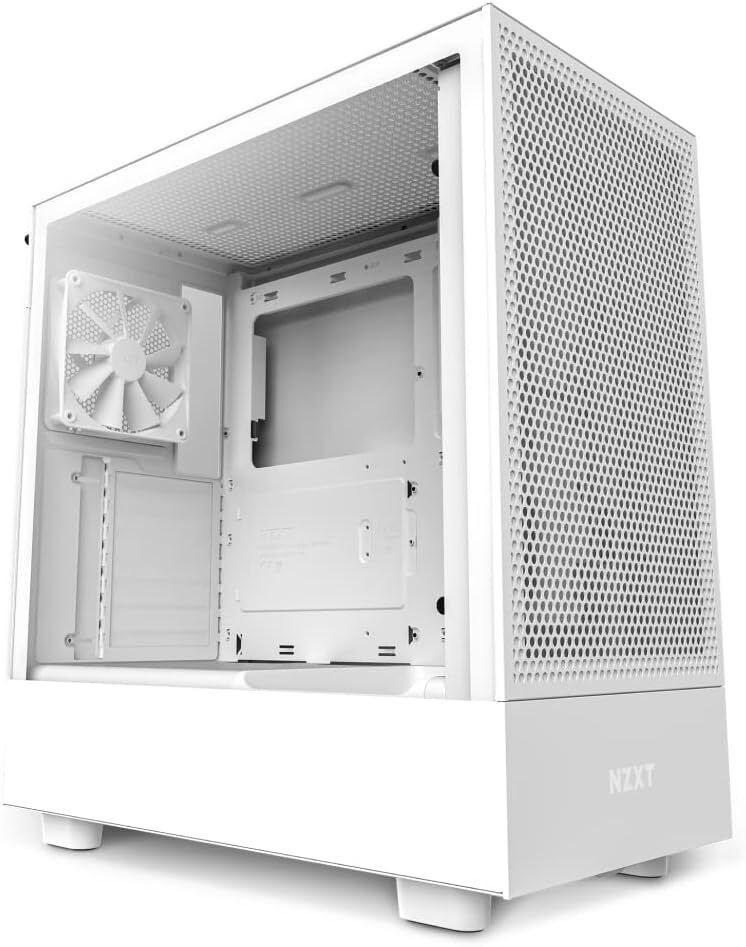 NZXT H5 Flow CC-H51FW-01 White ATX Mid Tower Tempered Glass Computer Case