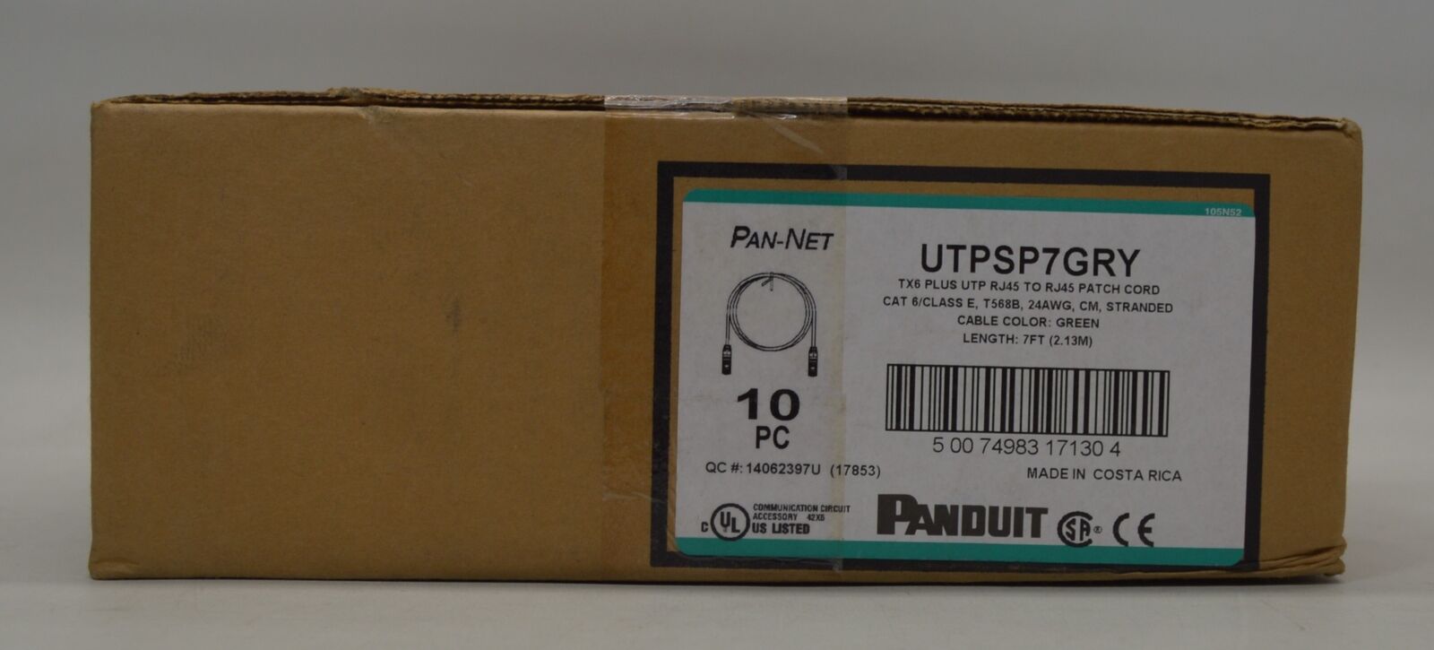 Panduit Box of (10)  7 Ft Blue RJ45 Cat 6 Ethernet Patch Cord Cables UTPSP7BU