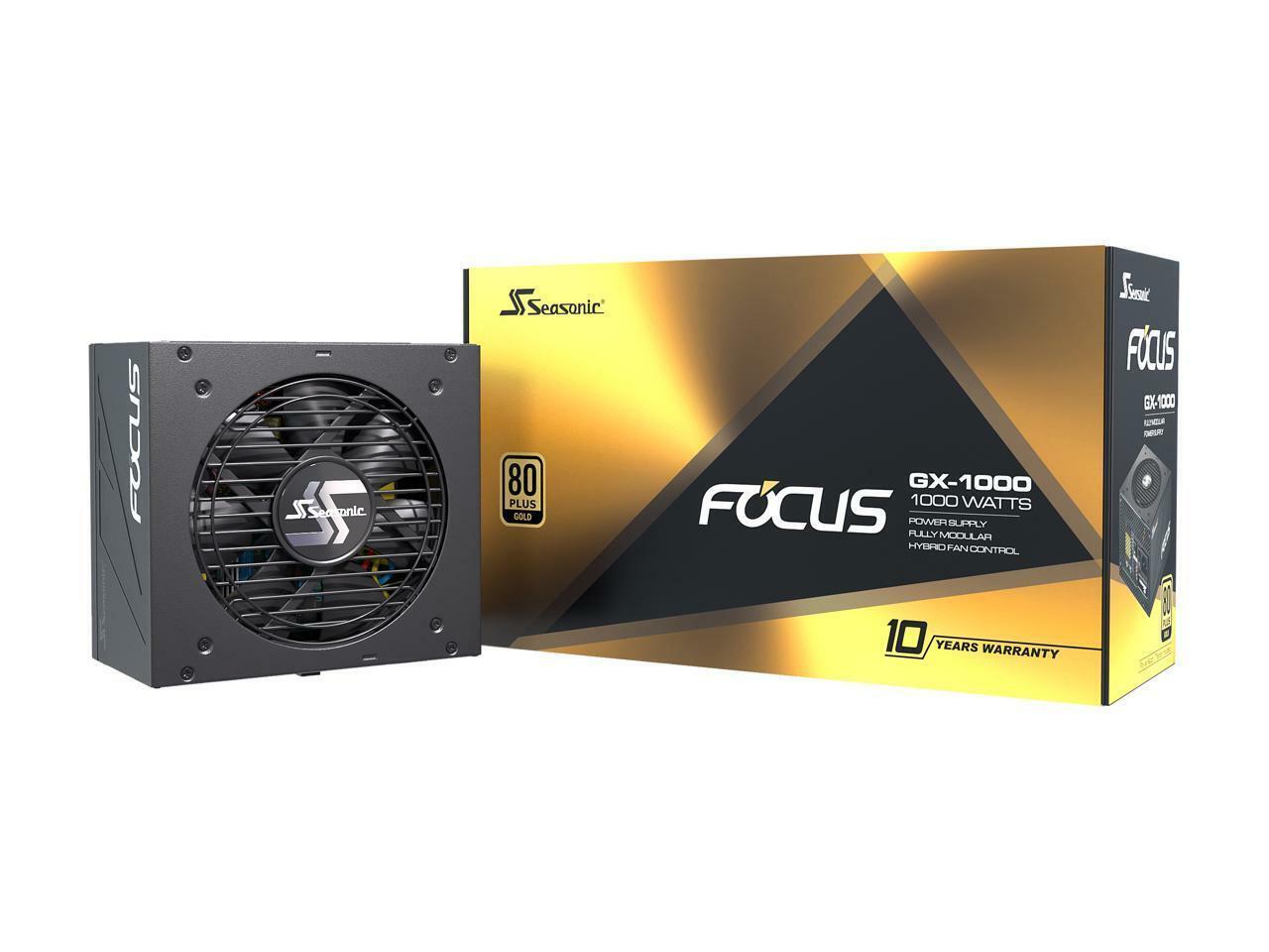 Seasonic FOCUS 1000W 80+ Gold PATX Fully Modular Power Supply PSU Fanless GX-...