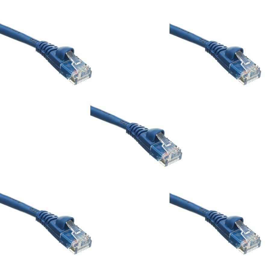 Pack of 5 Cables Snagless 200 Foot Cat5e Blue Network Ethernet Patch Cable
