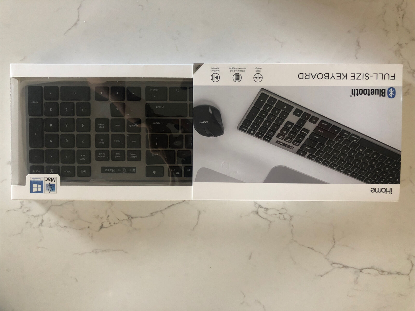 iHome Full-sized Black Bluetooth Keyboard Mac PC Compatible Wireless New