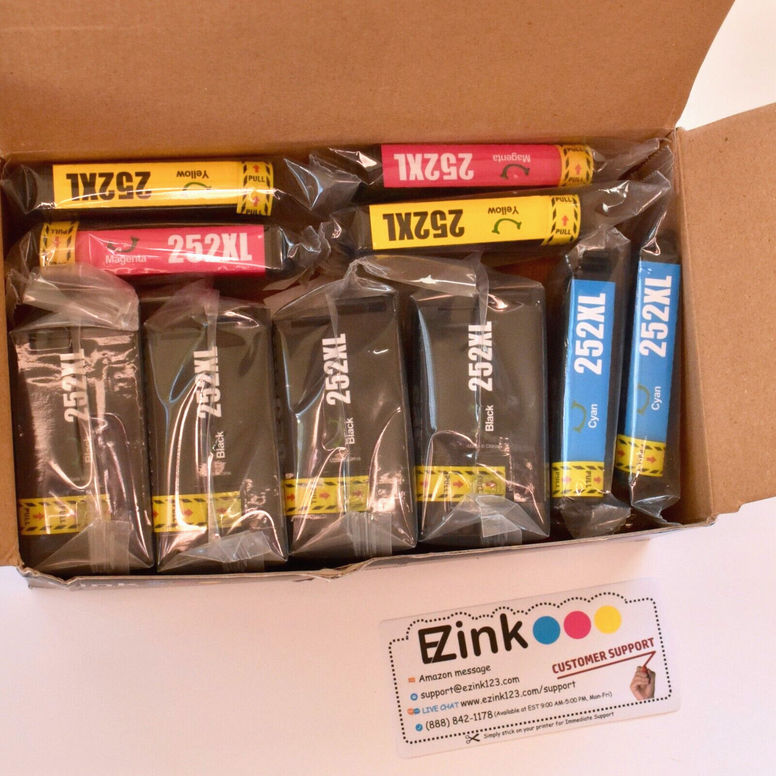 EZInk Ink Cartridges 252XL 10-pack 4 Black, 2 Yellow, 2 Cyan, 2 Magenta Open box
