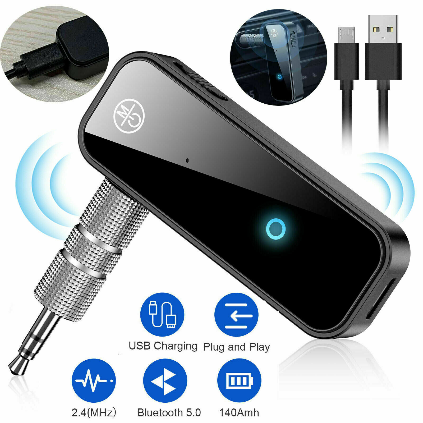 GMCELL Bluetooth 5.0  3.5mm Jack Aux Dongle, 2in-1 Wireless Transmitter/Receiver