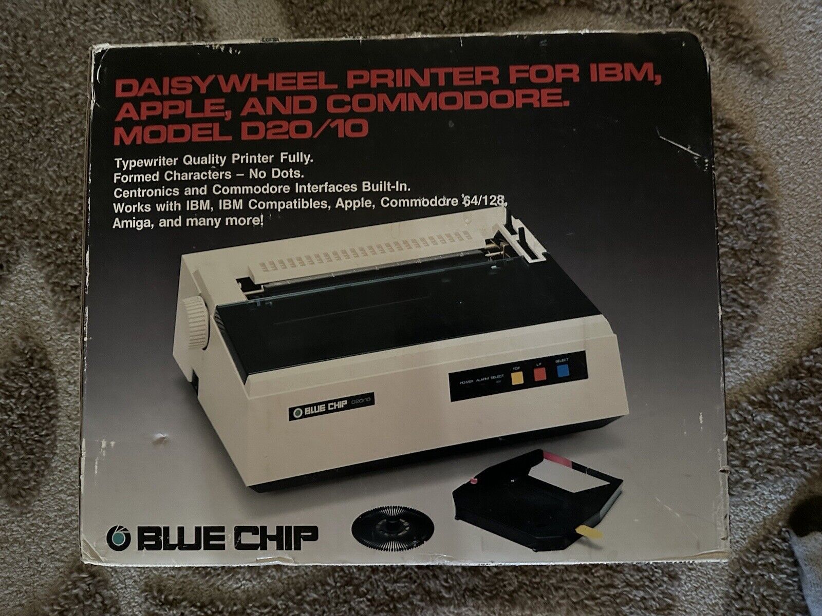 RARE VINTAGE BLUE CHIP D20/10 DAISY WHEEL PRINTER For IBM, APPLE, And COMMODORE