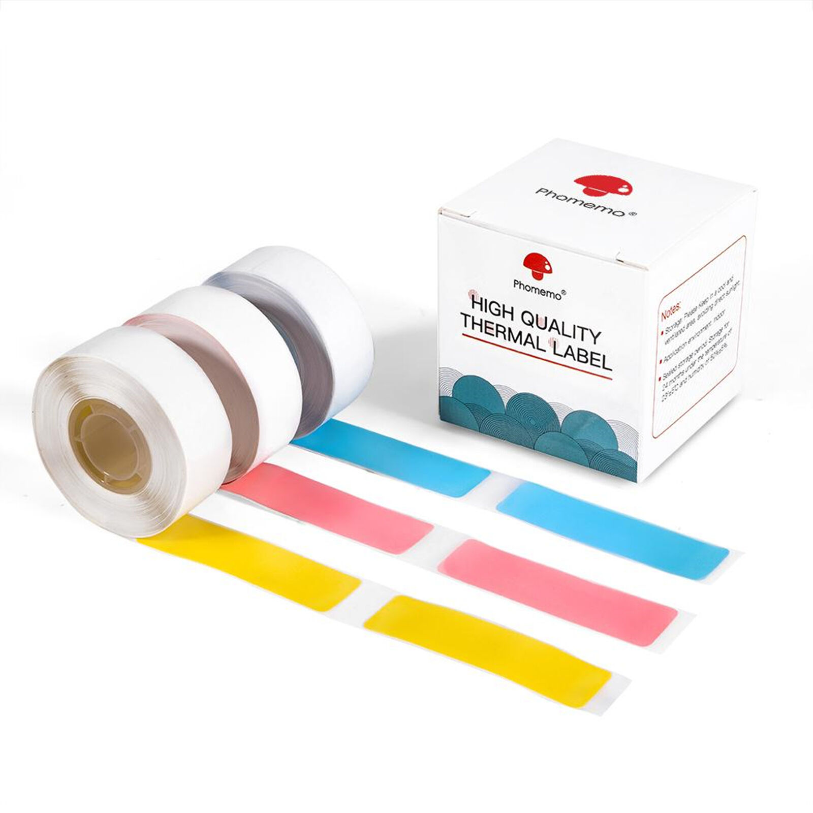Phomemo D30 14*50mm Thermal Label Adhesive Label Pink Blue Yellow Sticker Paper