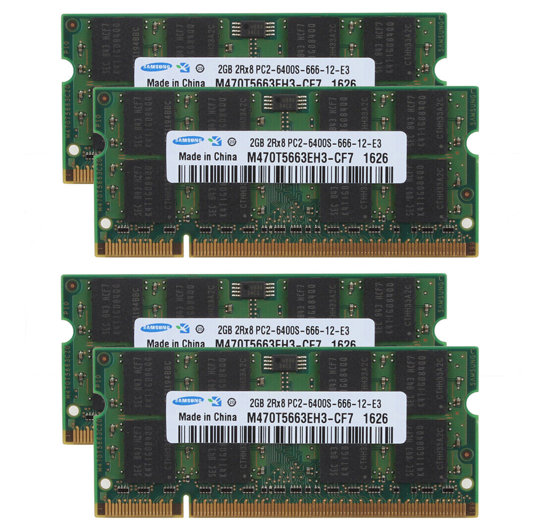 8GB Samsung 4X 2GB 2RX8 PC2-6400 DDR2 800Mhz 200pin SODIMM Laptop Memory RAM $GS