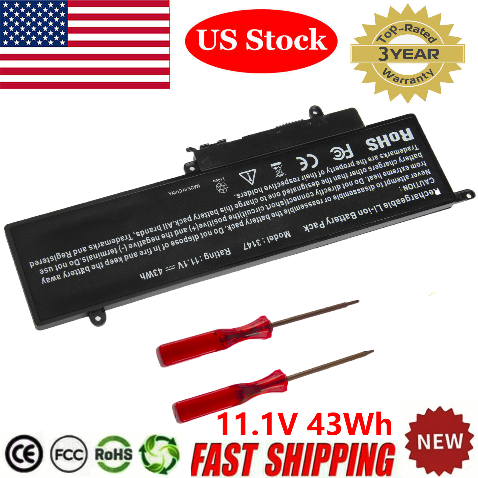 GK5KY Battery For Dell Inspiron 11 3000 3147 3148 3152 Series Inspiron 7000 43Wh