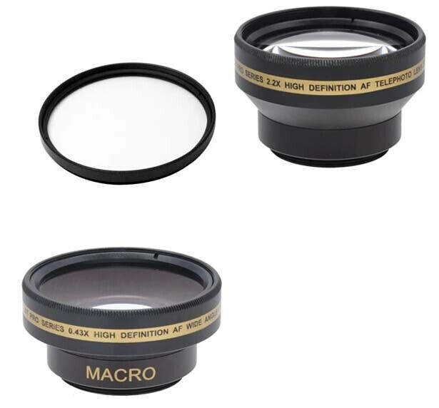 Wide Lens + Tele + UV for Sony HDR-CX130, HDR-CX130B, HXR-MC1500P, HXR-MC1500E ,