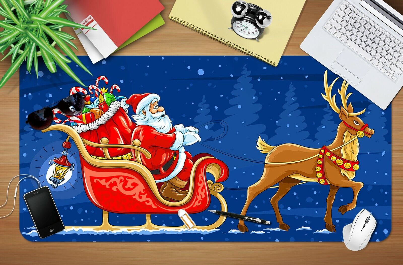 3D Santa Claus Sled 04 Christmas Non-slip Office Desk Mat Keyboard Pad Game Zoe