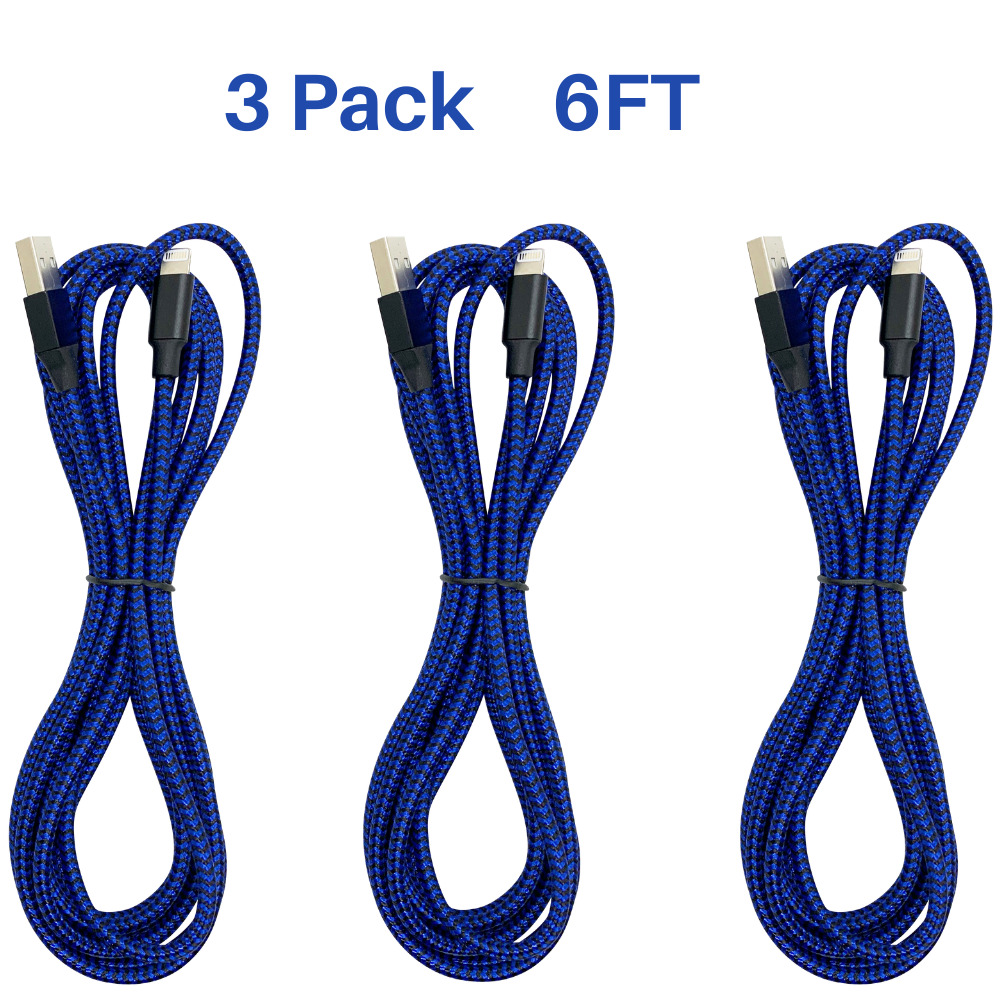 3X Lot USB Fast Charging Cord 6Ft For iPhone 12 11 8 7 6 XR X iPad Charger Cable