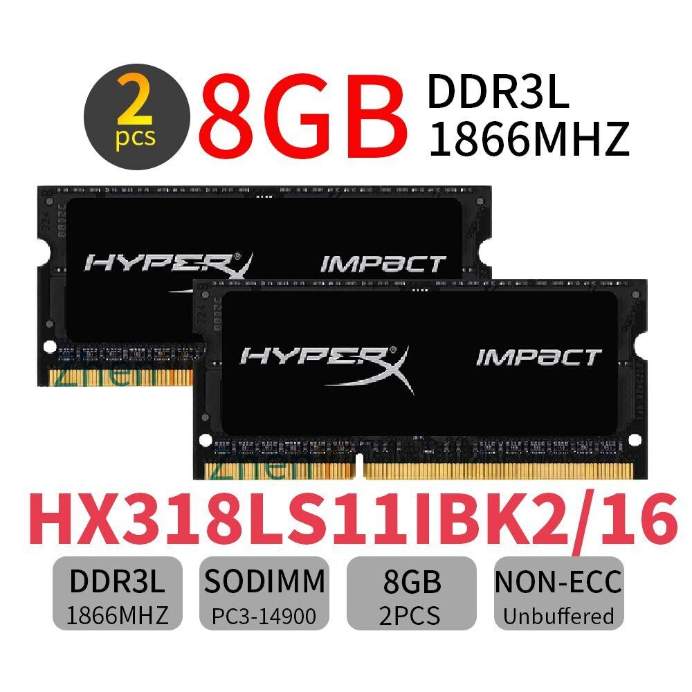 Kingston HyperX Impact 16GB 2x 8GB DDR3L 1866MHz HX318LS11IBK2/16 Laptop Memory