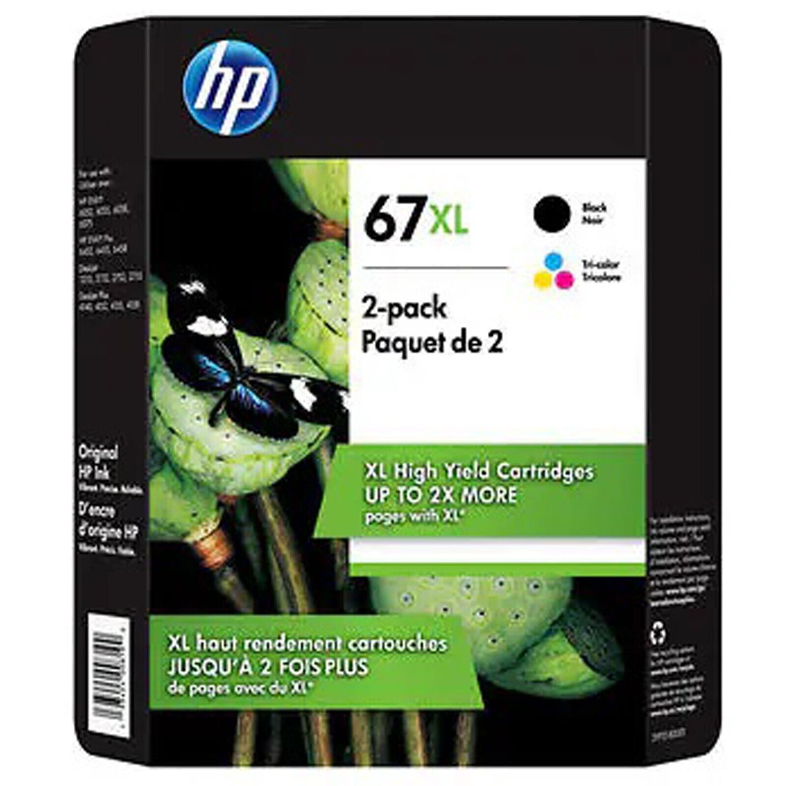 HP 67XL High Yield Ink Cartridge, Black & Tri-Color HP Envy Pro 6458, 6455, 4158