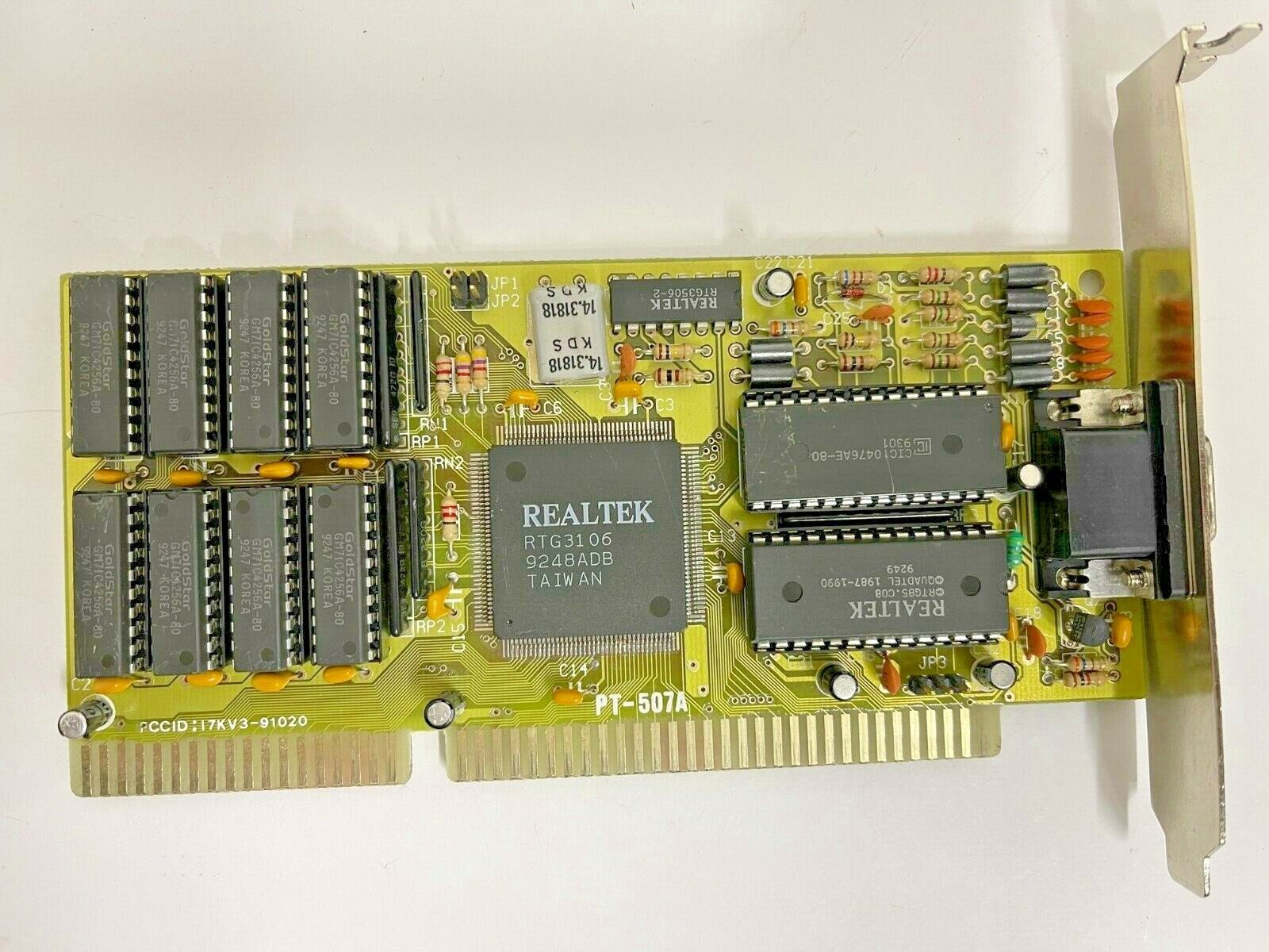 VINTAGE 1992 REALTEK PT-507A RTG3106 1 MEG ISA VGA CARD FCC I7KV3-91020 MXB34