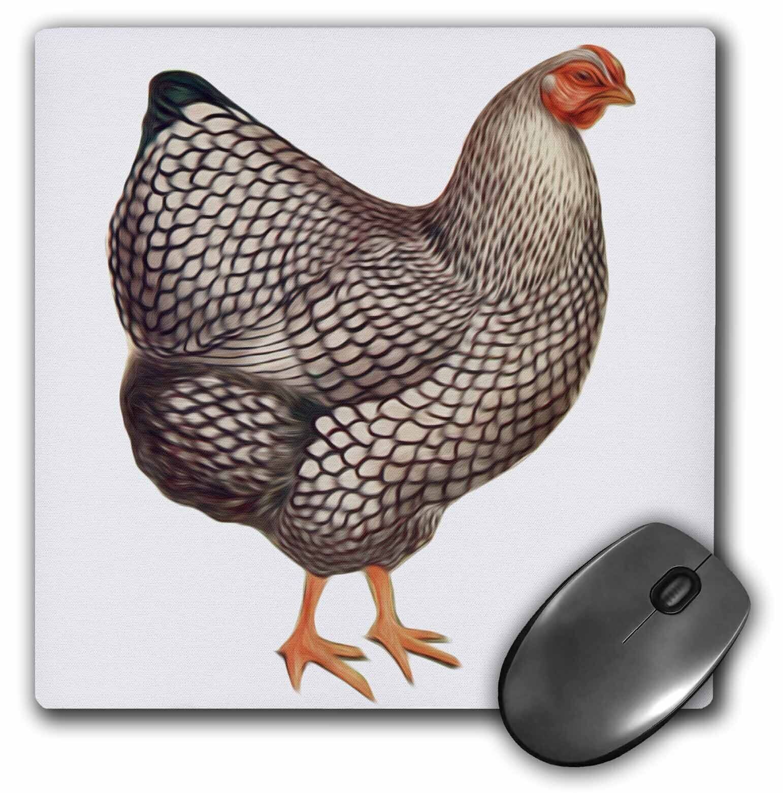 3dRose Vintage Bird Illustration Faux Oil Painting Effect Chicken Hen MousePad