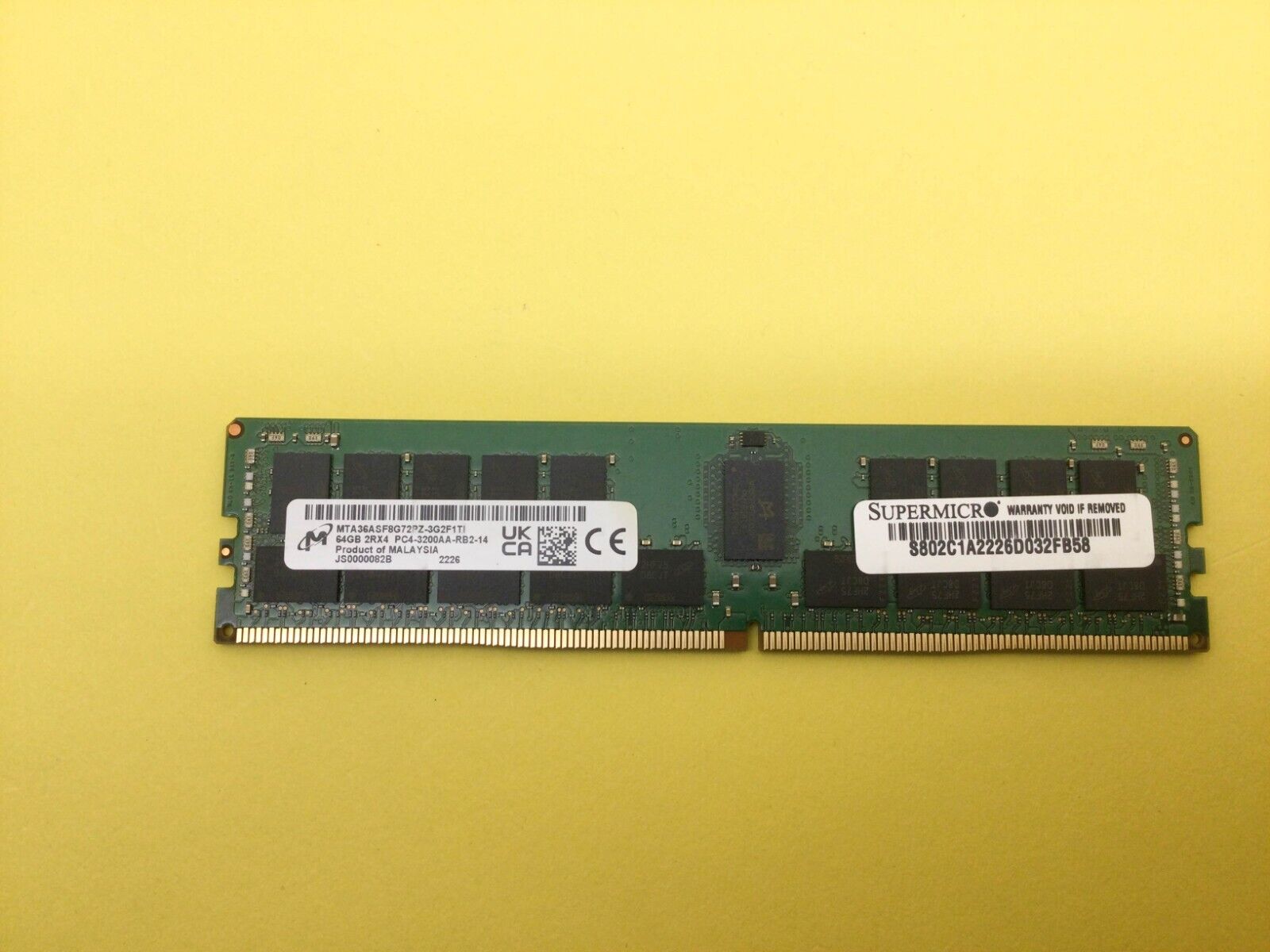 MICRON 64GB (1X64GB) 2RX4 PC4-3200AA DDR4 SERVER MEMORY MTA36ASF8G72PZ-3G2F1