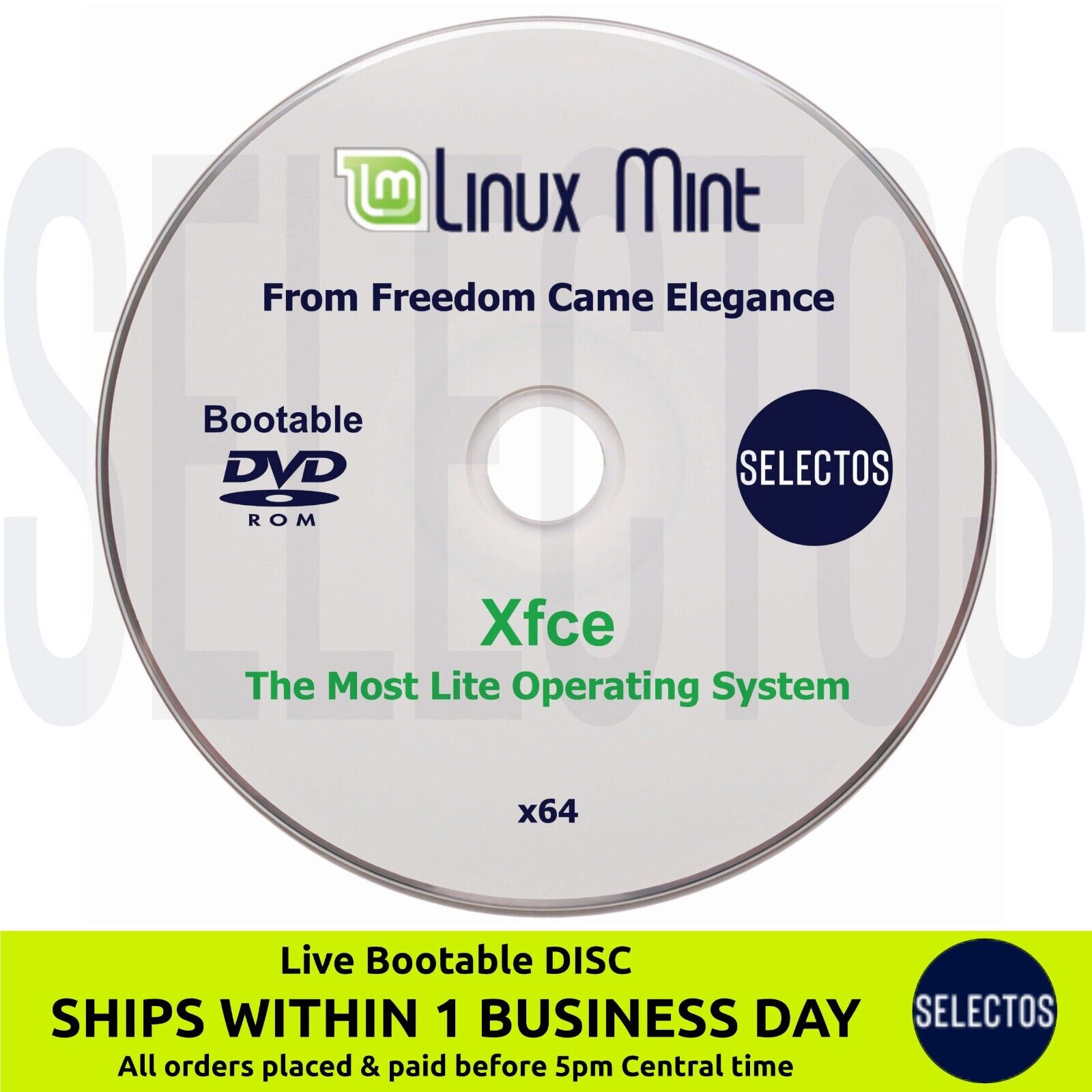 Linux Mint 21.2 Victoria Xfce CD Edition Live Bootable DISC Linux OS x86 64bit