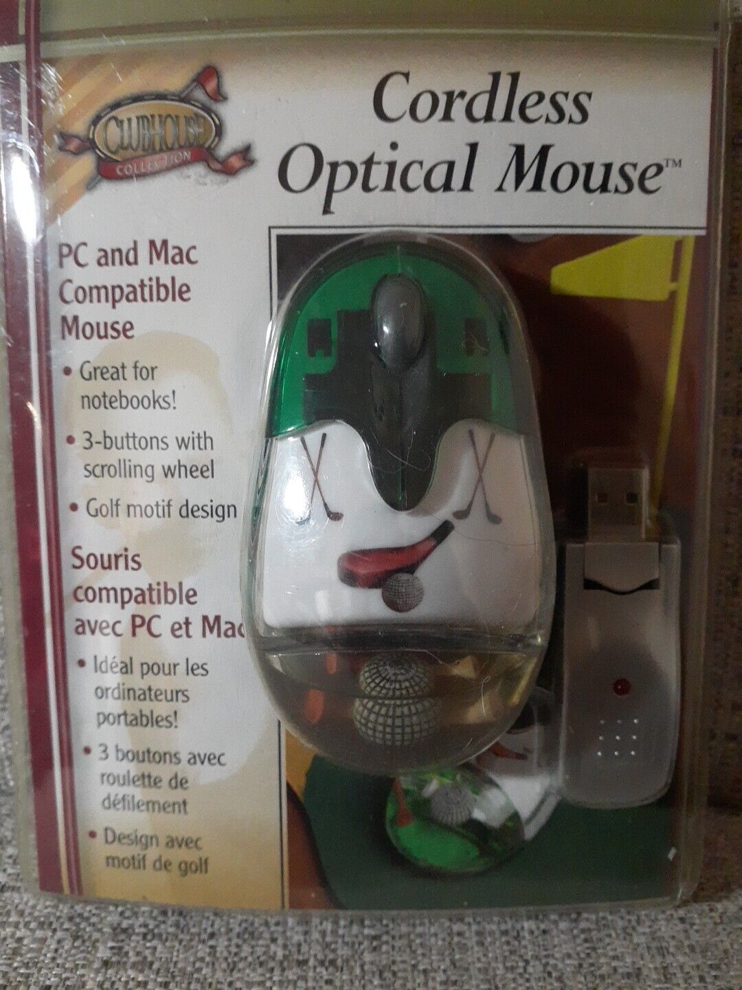 Unique & Rare Cordless Optical Mouse, golf themed 