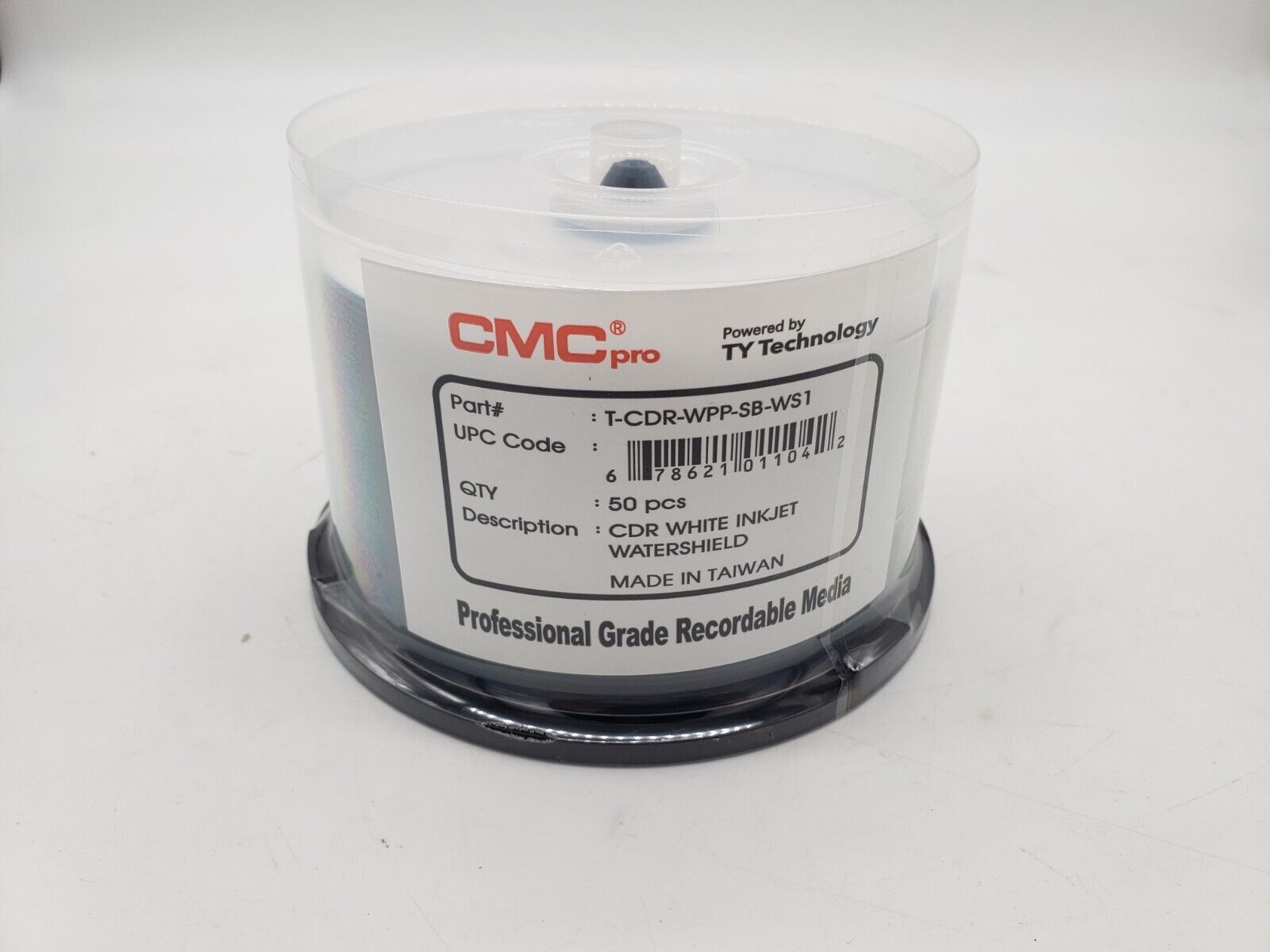 💥50-pk CMC Taiyo Yuden White Watershield Inkjet Hub Printable CD-R (WPP-SB-WS1)