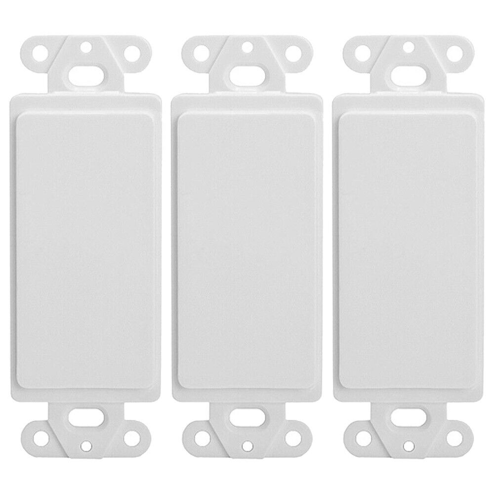 3 Pcs White Blank 1-Gang Wall Plate Insert Faceplate Panel Cover Decora Type