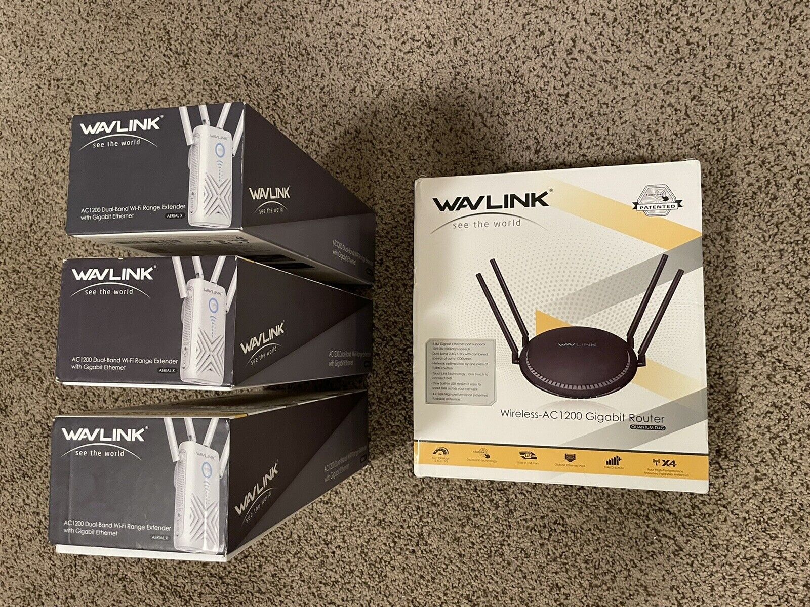 WAVLINK AC-1200 Gigabit Bundle Included Router & 3 Range Extenders