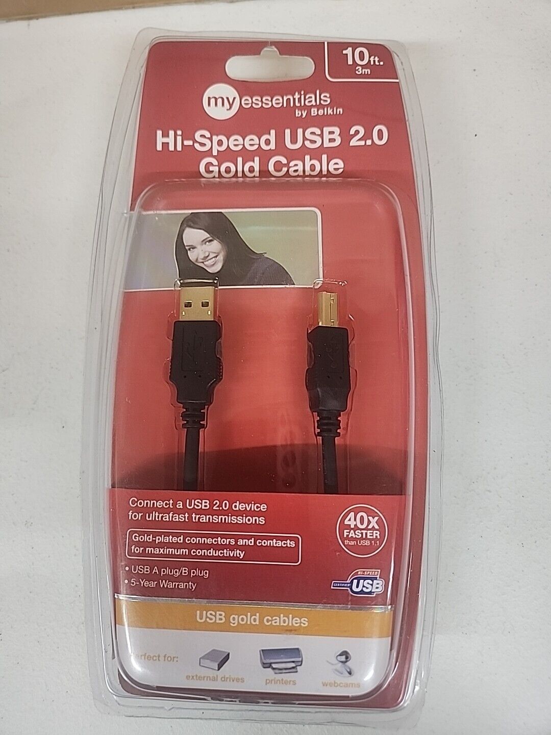 New Belkin Gold Series High-Speed USB 2.0 Cable, 10 ft., Black 