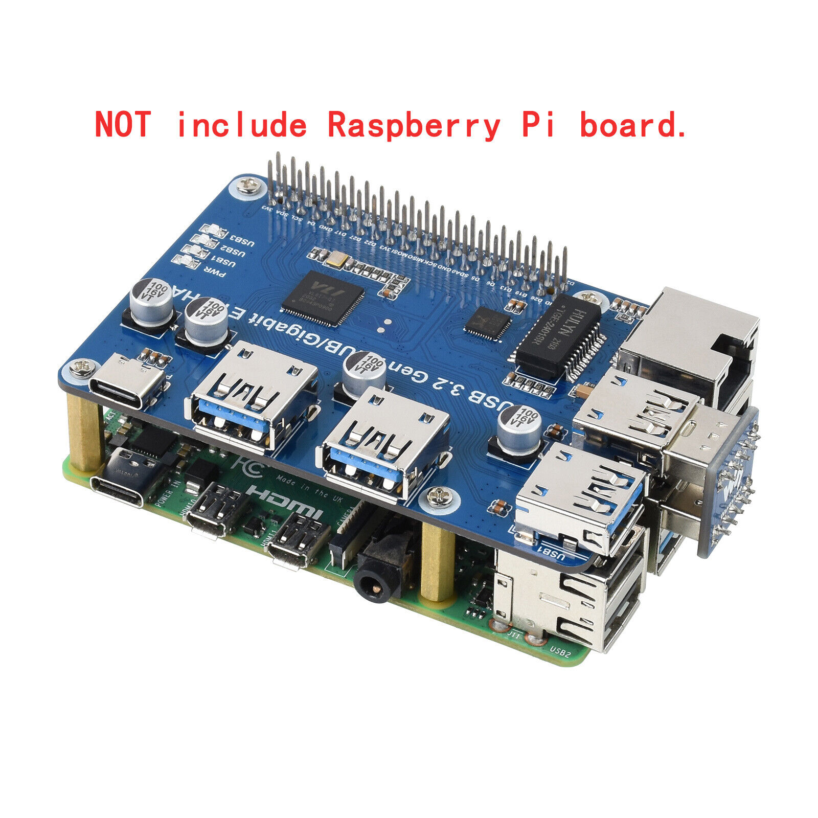 USB 3.0 Ethernet HUB Expansion Kit for RPI Raspberry Pi 3 Model B Plus Board 4 5
