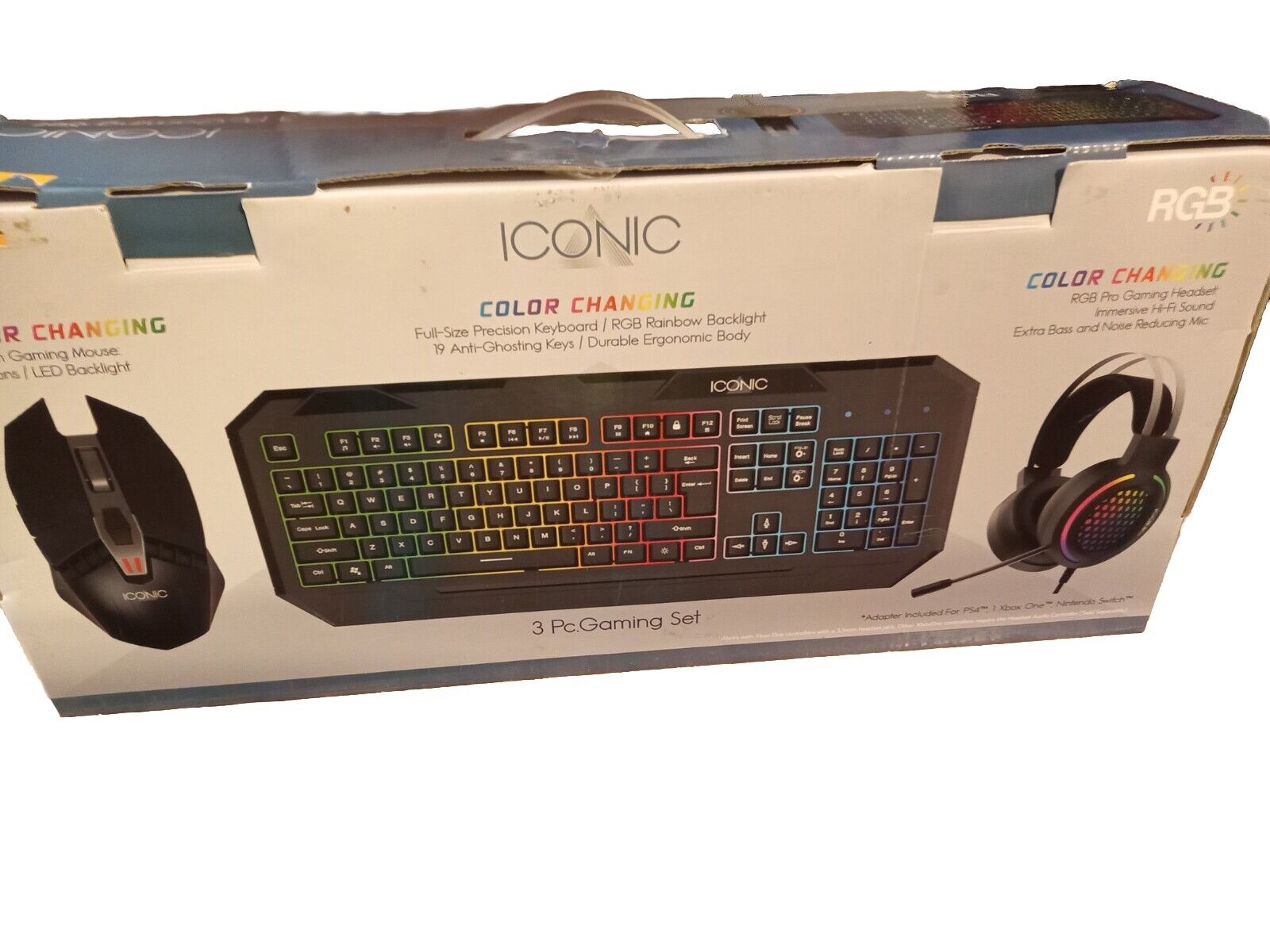 iconic Color Changing RGB Pro 3 Pc Gaming Set New