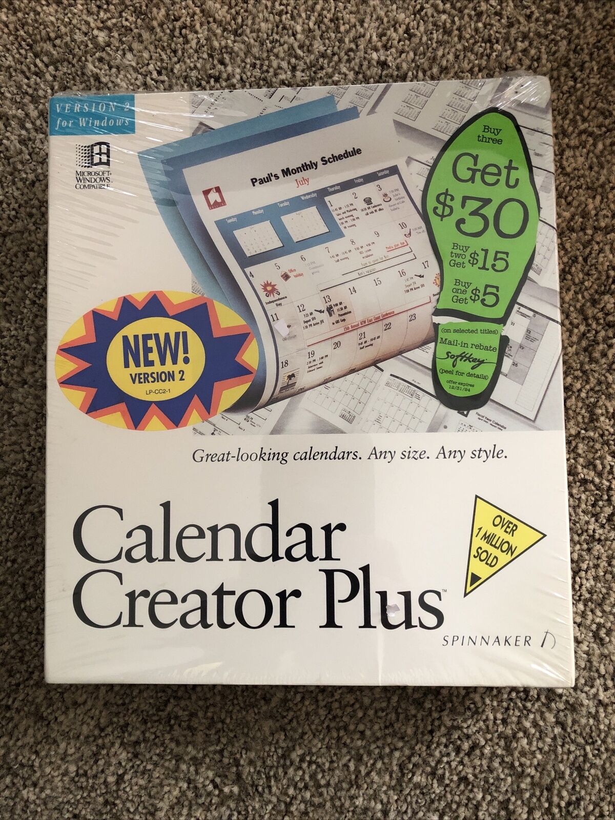 Vintage Power Up  Calendar Creator Plus Version 5.0 for MS-DOS New In Box