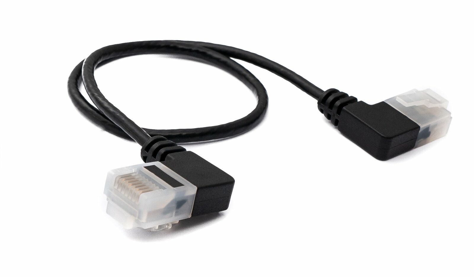 Lan Cable 9 13/16in RJ45 8P8C Stp Cat6 Plug To Plug Angle Adapter Case Black