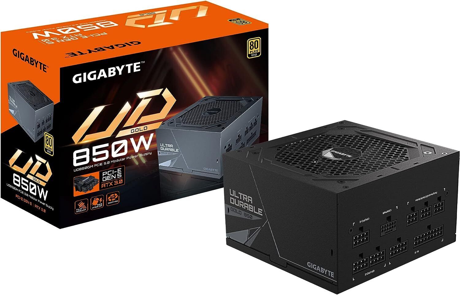 GIGABYTE 850W PCIe 5.0 Ready, 80 Plus Gold Certified, Fully Modular Power Supply
