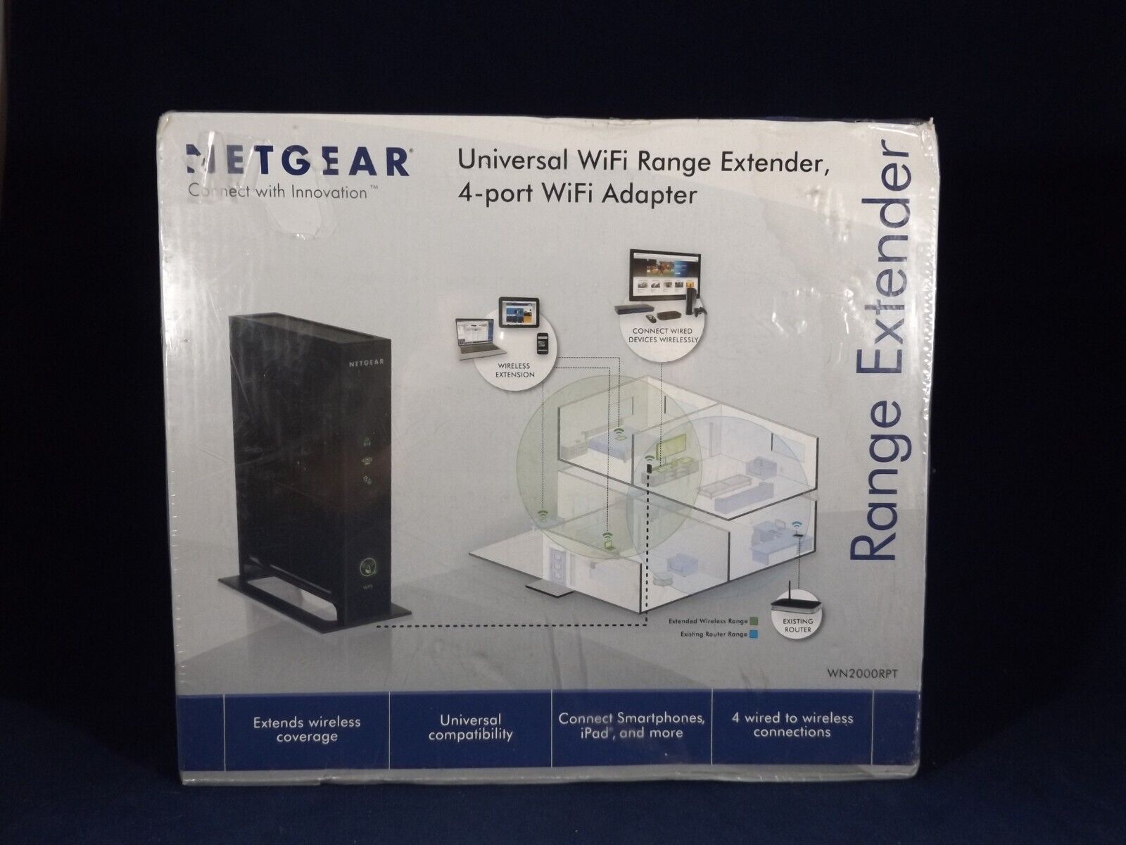 Netgear Range Extender WN2000RPT Universal WiFi Range Extender 4Port Adaptor