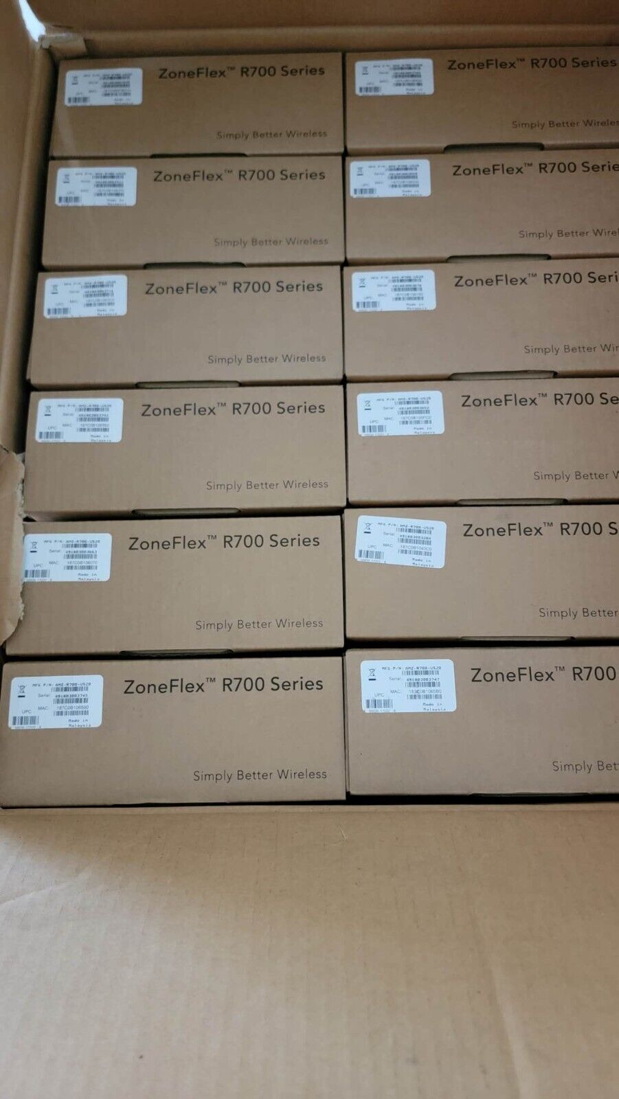 A lot of 12pcsRuckus ZoneFlex R700 Dual Band Wireless Access Point AMZ-R700-US20