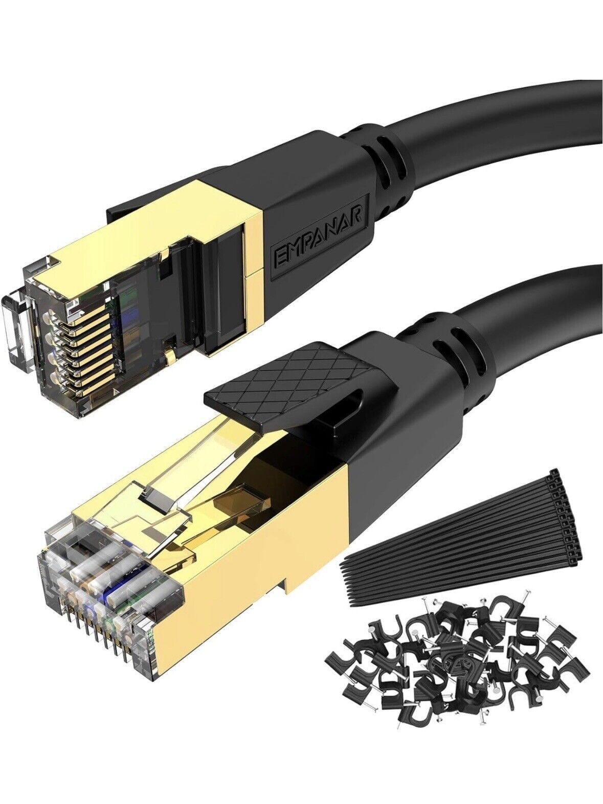 Empanar Black Heavy Duty Cat 8 Ethernet Cable 30 ft.