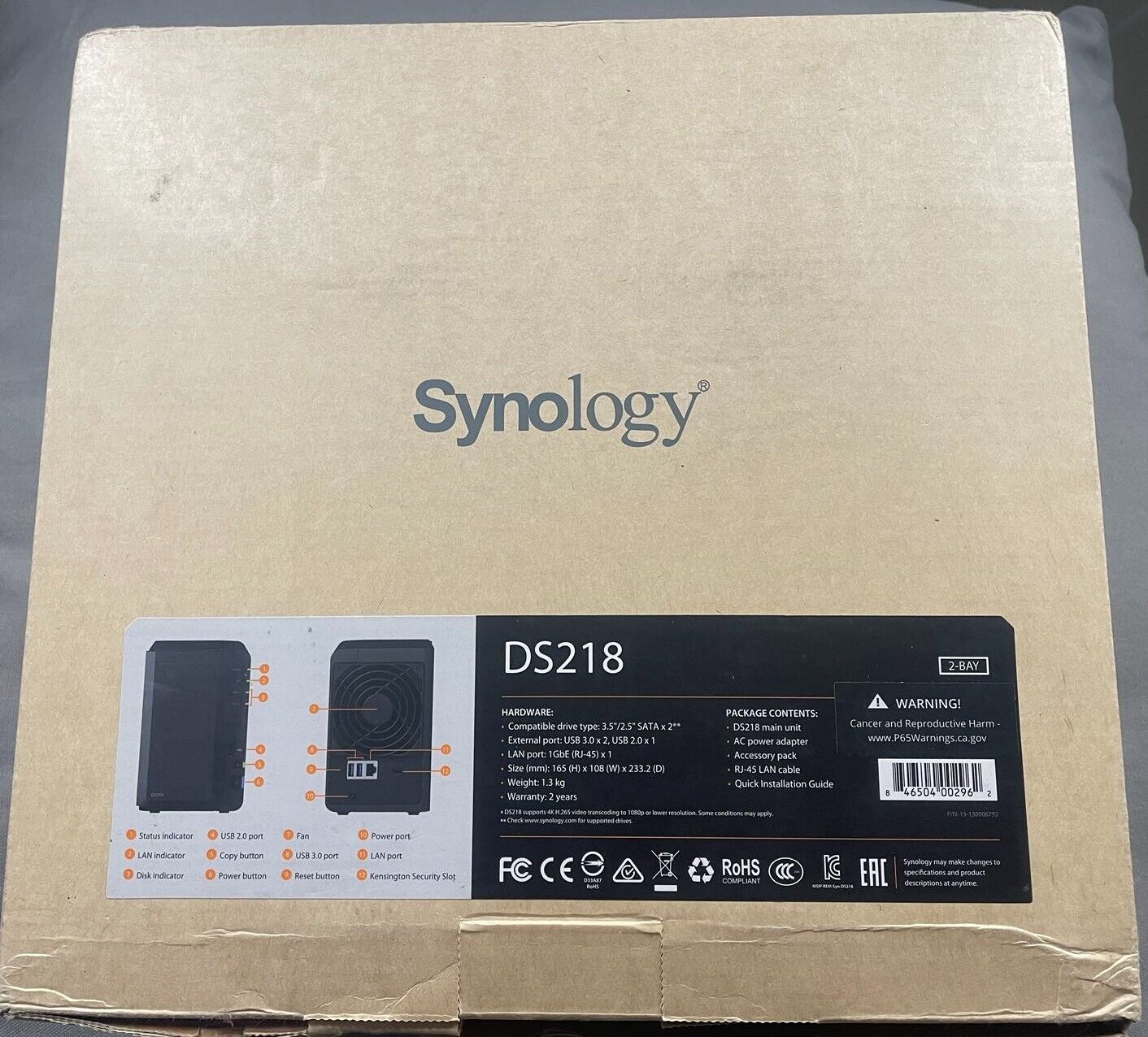 Synology DiskStation DS218 2-bay NAS - 20TB raw capacity, 64-bit quad-core