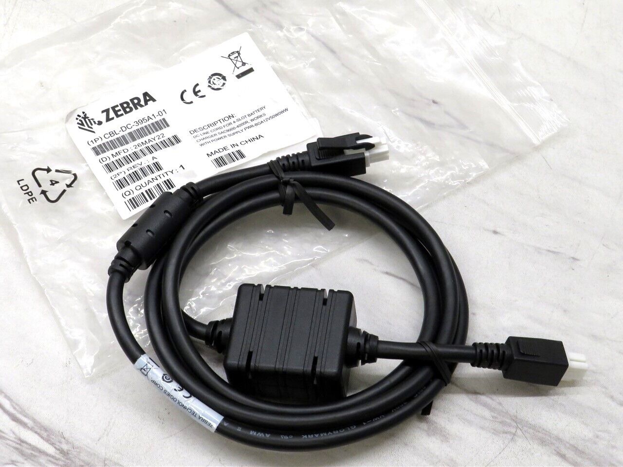 NEW Genuine Zebra 4-Pin to 4-Pin DC Power Cable CBL-DC-395A1-01